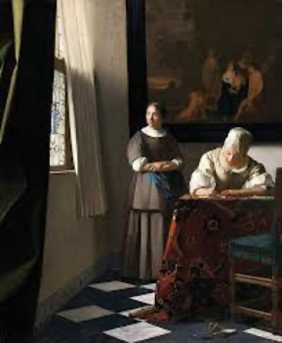Vermeer - A Woman Writing a Letter, with her Maid